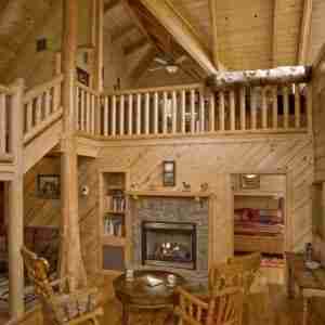 Log Home Riverbend Fireplace | Georgia Cypress Log Homes Builder