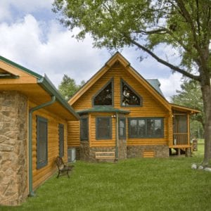 Log Home Riverbend Garage | Georgia Cypress Log Homes Builder