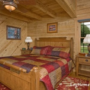 Log Home Riverbend Master Bedroom | Cypress Logs Georgia Cypress Log Homes Builder