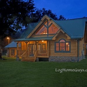 Log Home Riverbend Right Side Front View | Georgia Cypress Log Homes Builder