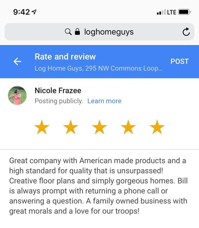 Log Home Guys Customer Review