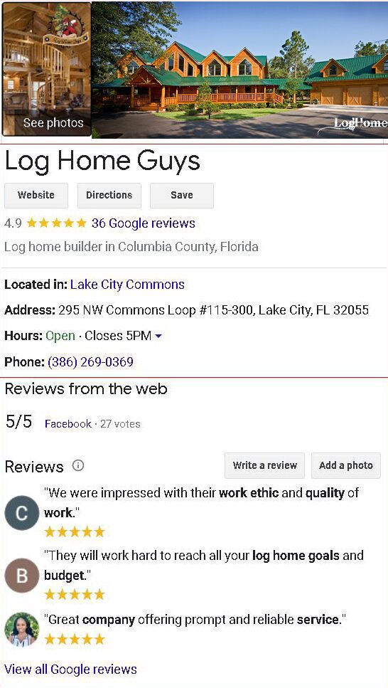 Log Home Guys Google Information For Cypress Log Homes | Cypress Log Homes