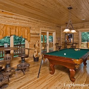 Madison Luxury Log Home Billards Room | Georgia Cypress Log Homes Builder