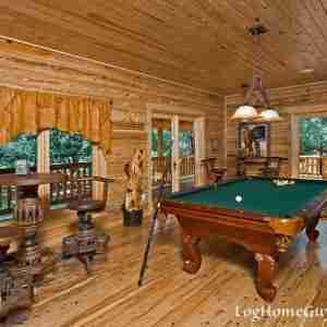 Madison Luxury Log Home Billards Room | Georgia Cypress Log Homes Builder