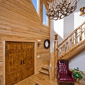 Madison Luxury Log Home Staircase | Georgia Cypress Log Homes Builder