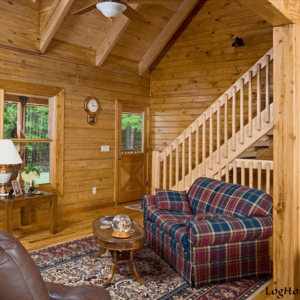 Manatee Cypress Tennessee Log Home Great Room View