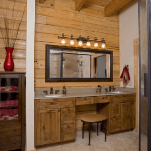 Modified Cypress Shenandoah Log Home Master Bath View by Log Home Guys of Florida