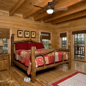 Modified Shenandoah Cypress Log Homes Master Bedroom View by Log Home Guys of Florida