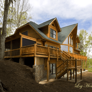 Modified Shenandoah Cypress Log Homes Side View by Log Home Guys of Florida