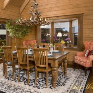 Modified Manatee Cypress Log Home Dining Room View by Log Home Guys of Florida