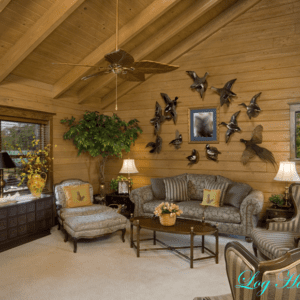 Modified Manatee Cypress Log Home Loft View by Log Home Guys of Florida