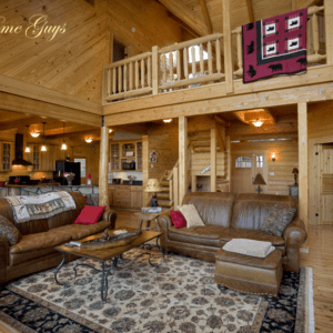 Modified Shenandoah Cypress Log Homes Great Room View by Log Home Guys of Florida