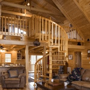 Silverado Ii Log Home Loft & Staircase | Georgia Cypress Log Homes Builder