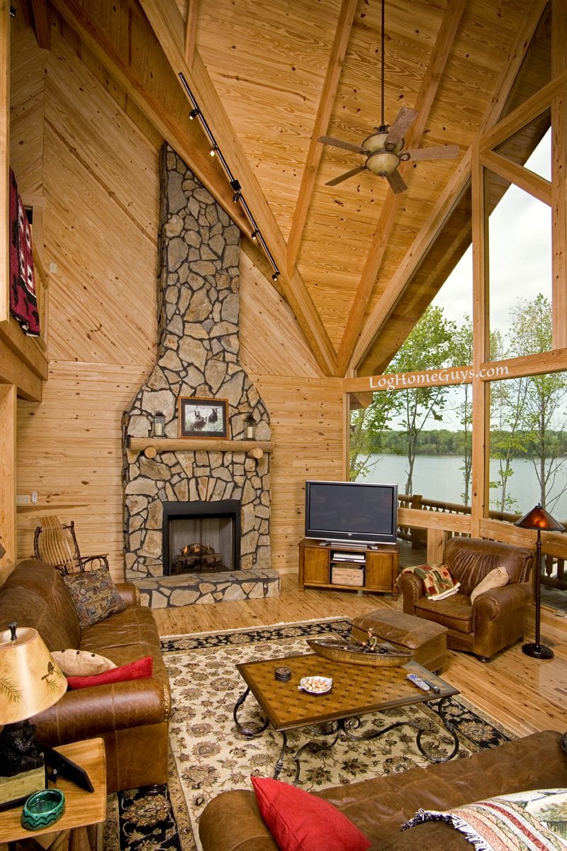 World Famous Shenandoah Cypress Log Homes Great Room View By Florida Log Home Guys