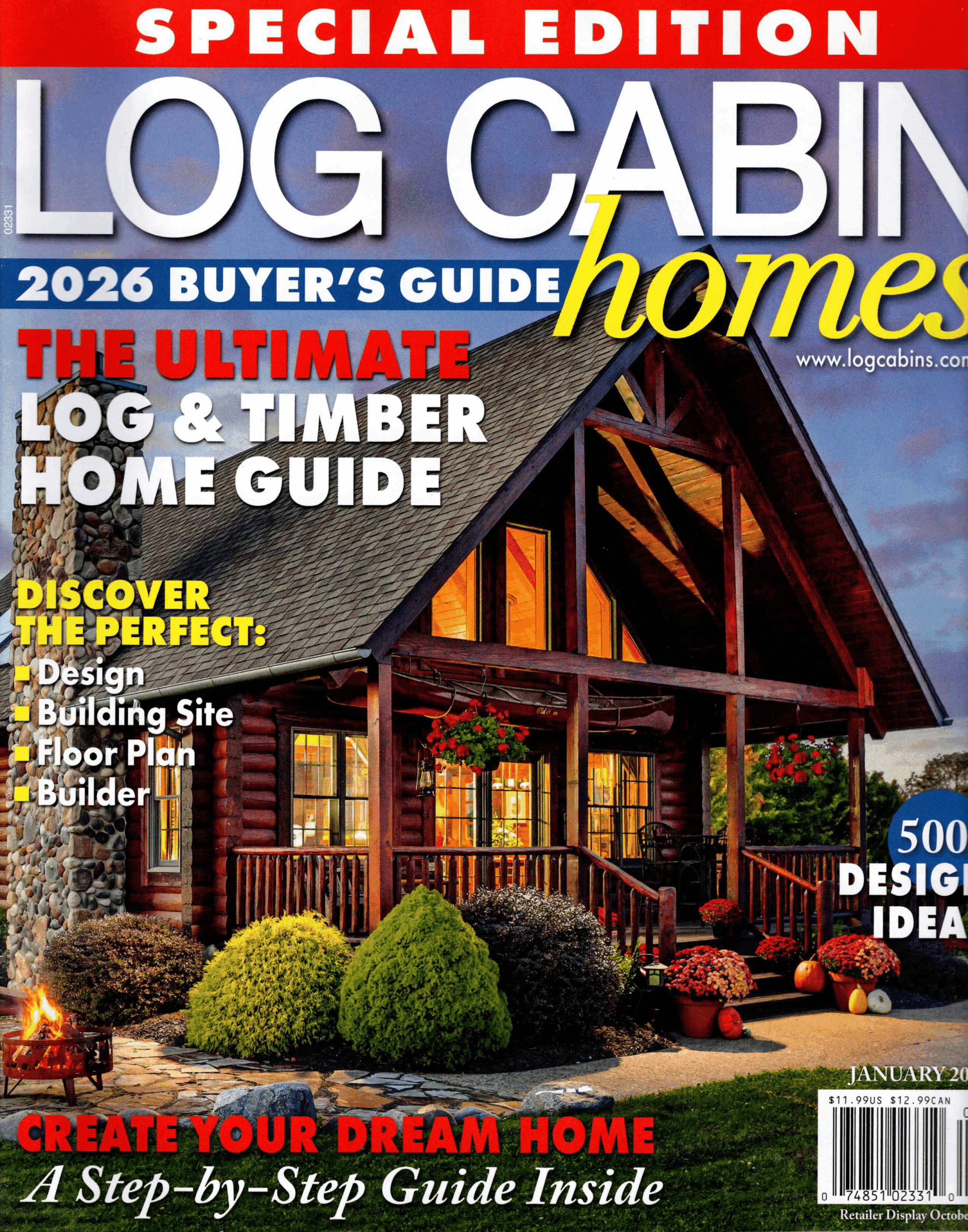 Florida-Big-Cypress Modern log cabin with stone accents and porch.