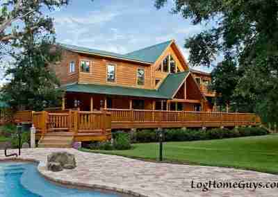 Beautiful wooden house with a large porch.