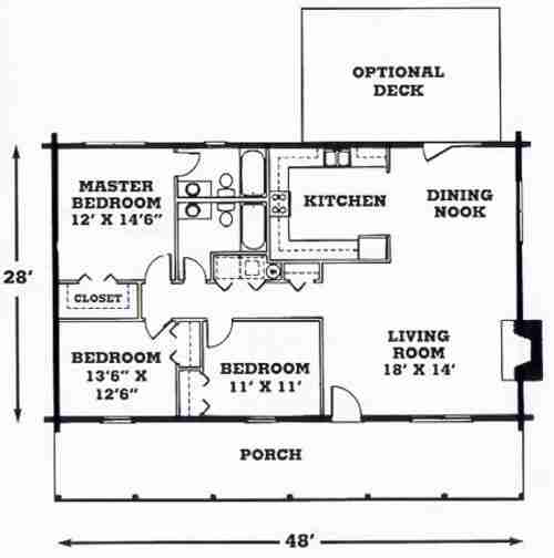 Santa Fe Log Home Floorplan